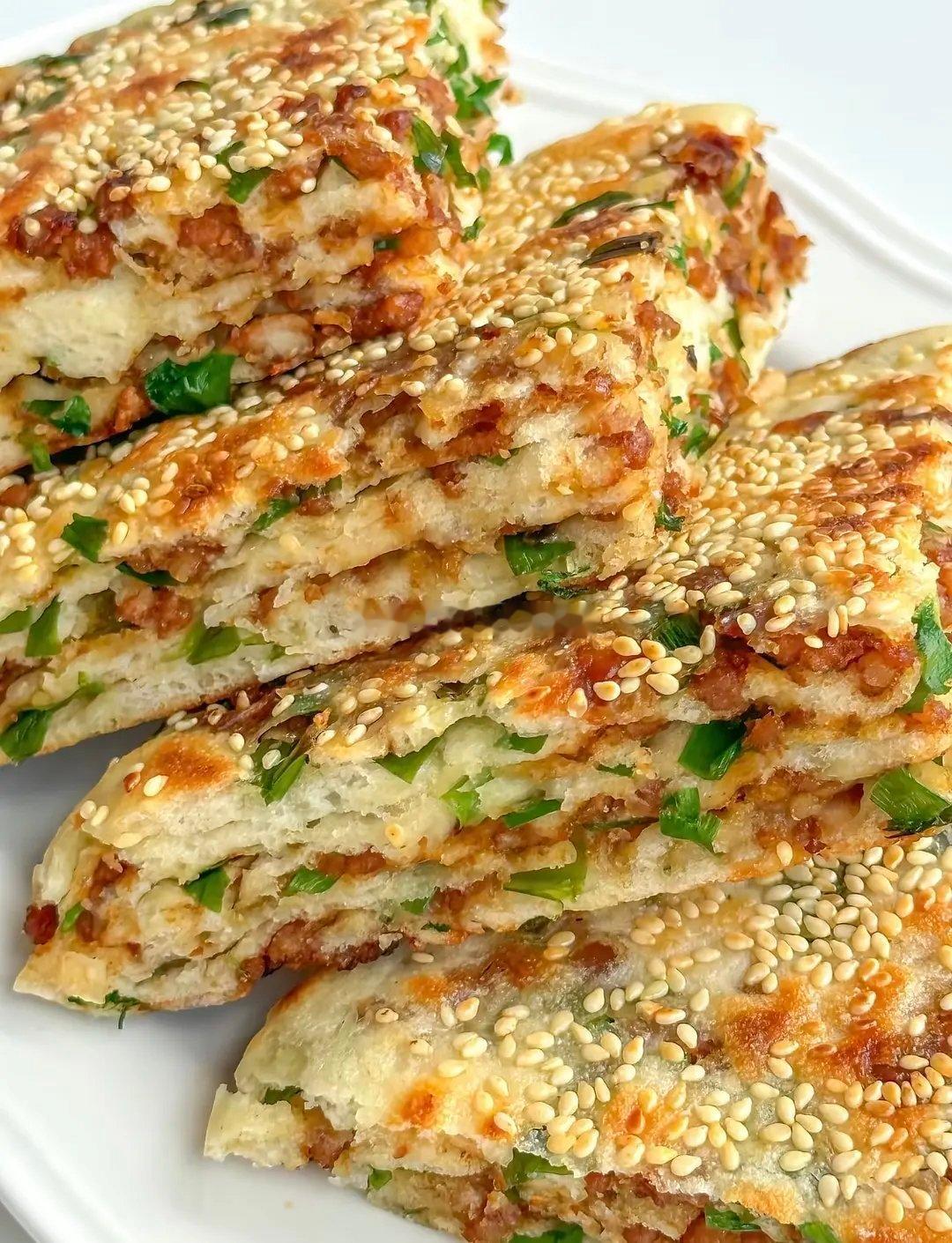 酱香葱油饼制作～