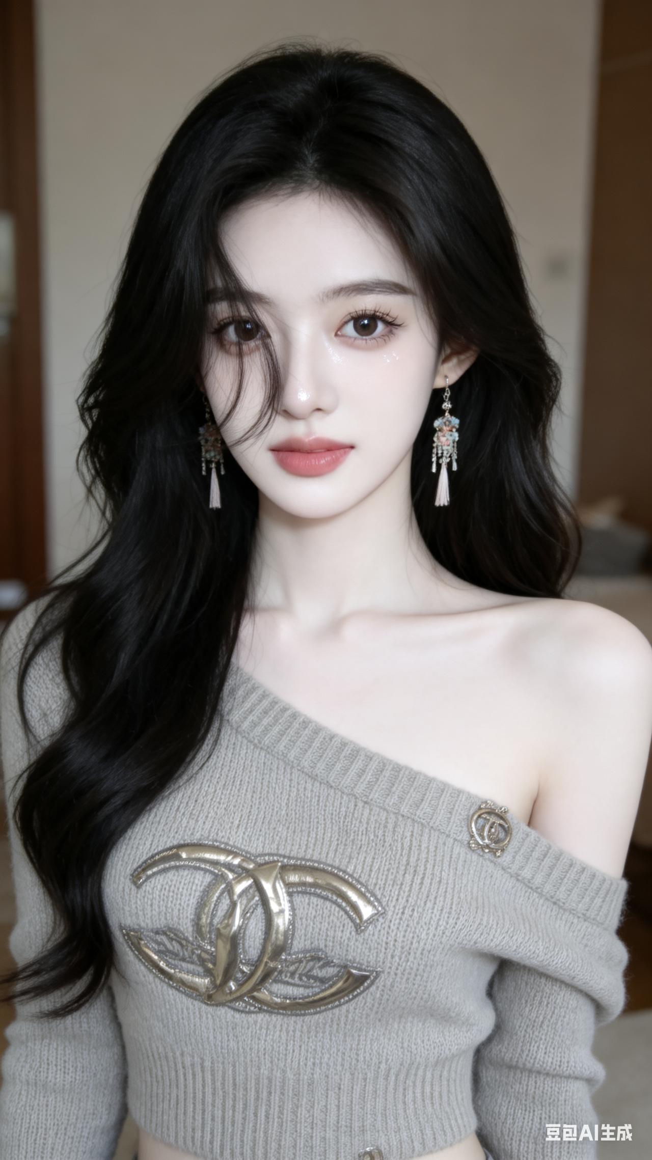 优雅黑发+香奈儿毛衣，尽显高级感！