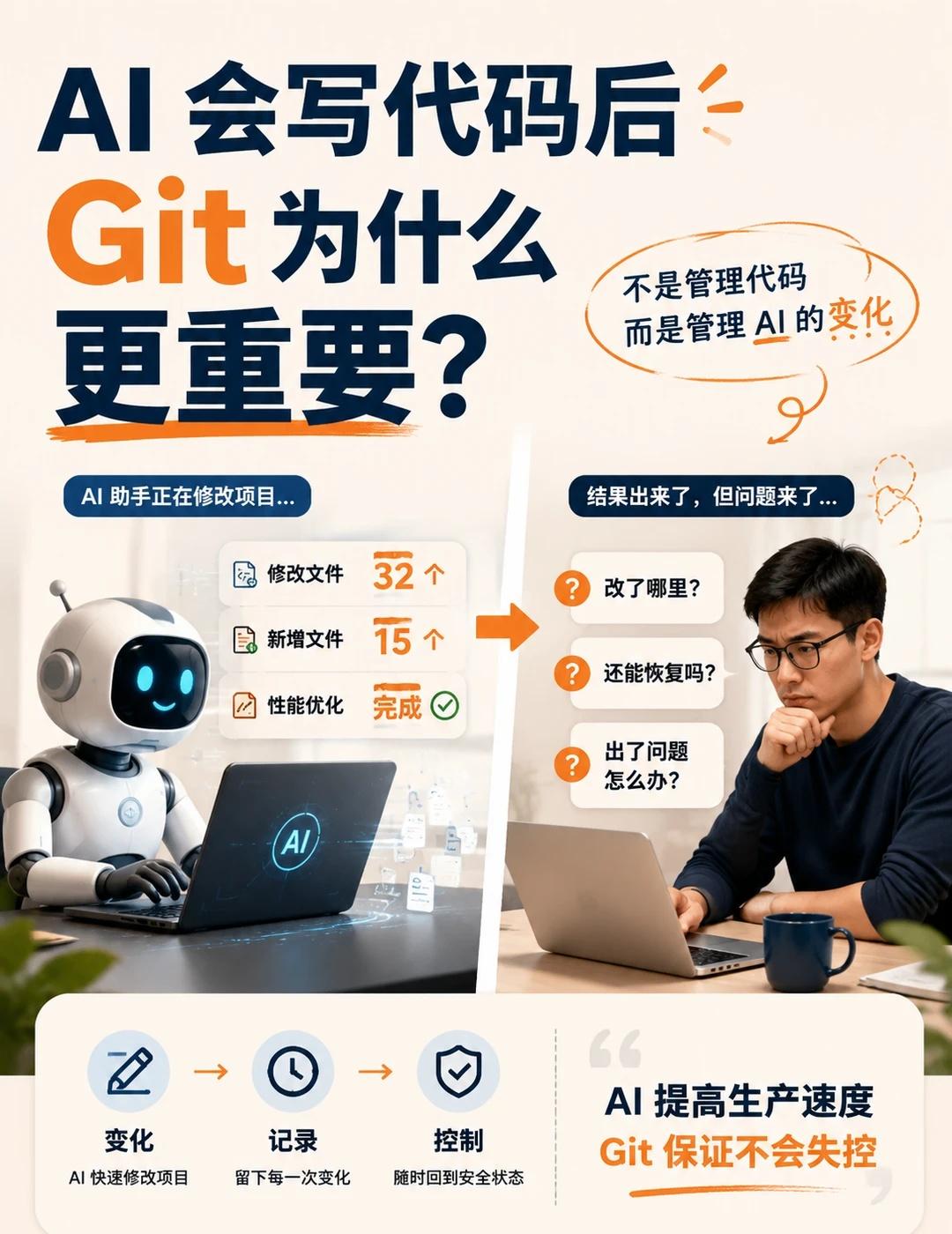 为什么AI时代更需要Git？以前写代码，最大的变化来自人。一个程序员修改
