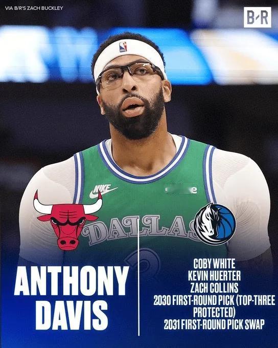 疯了吧？美媒模拟“浓眉”交易：独行侠筹码：浓眉公牛筹码：科比-怀特、凯文-