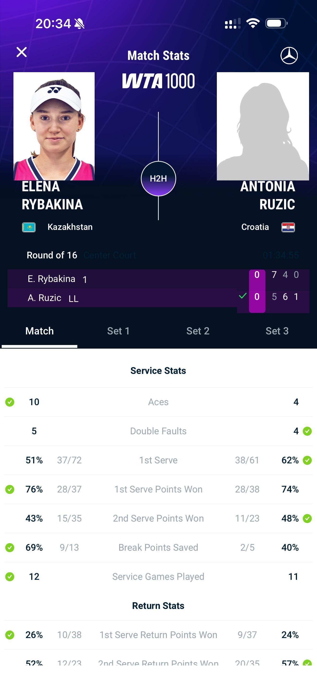 网坛风云莱巴金娜退赛多哈第三轮，头号种子莱巴金娜和幸运落败者鲁西奇战至7比5、