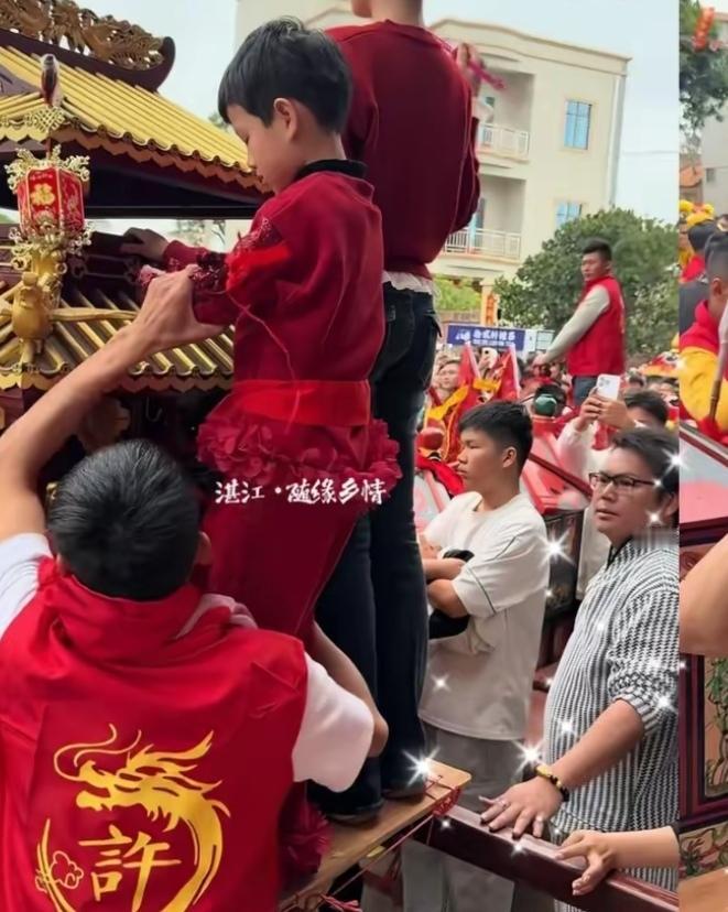 第一次见到这么小的妈祖阿童，真的跟别的仪式不太一样。小孩刚被抱下轿的时候，整个人