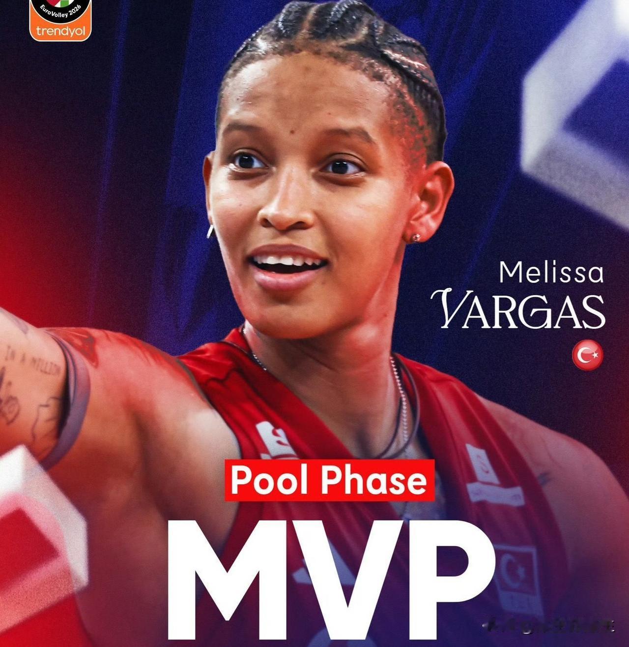 瓦尔加斯获得女排欧锦赛小组赛的MVP，哈克第2名，埃格努和博斯科维奇无缘前3。
