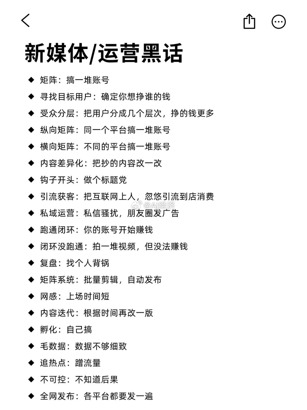 新媒体/运营黑话​​​