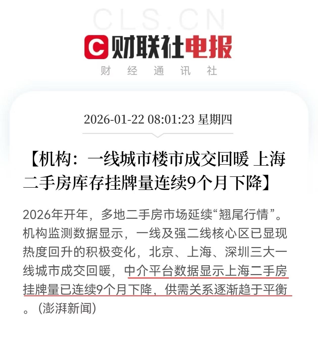 没想到吧，上海二手房挂牌量居然连续9个月下降了，市场供需关系正慢慢趋于平衡呢。这
