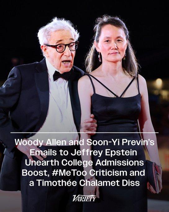 《综艺》消息：爱泼斯坦案曝光的一系列邮件中，还有伍迪·艾伦妻子宋宜·普列文与爱泼