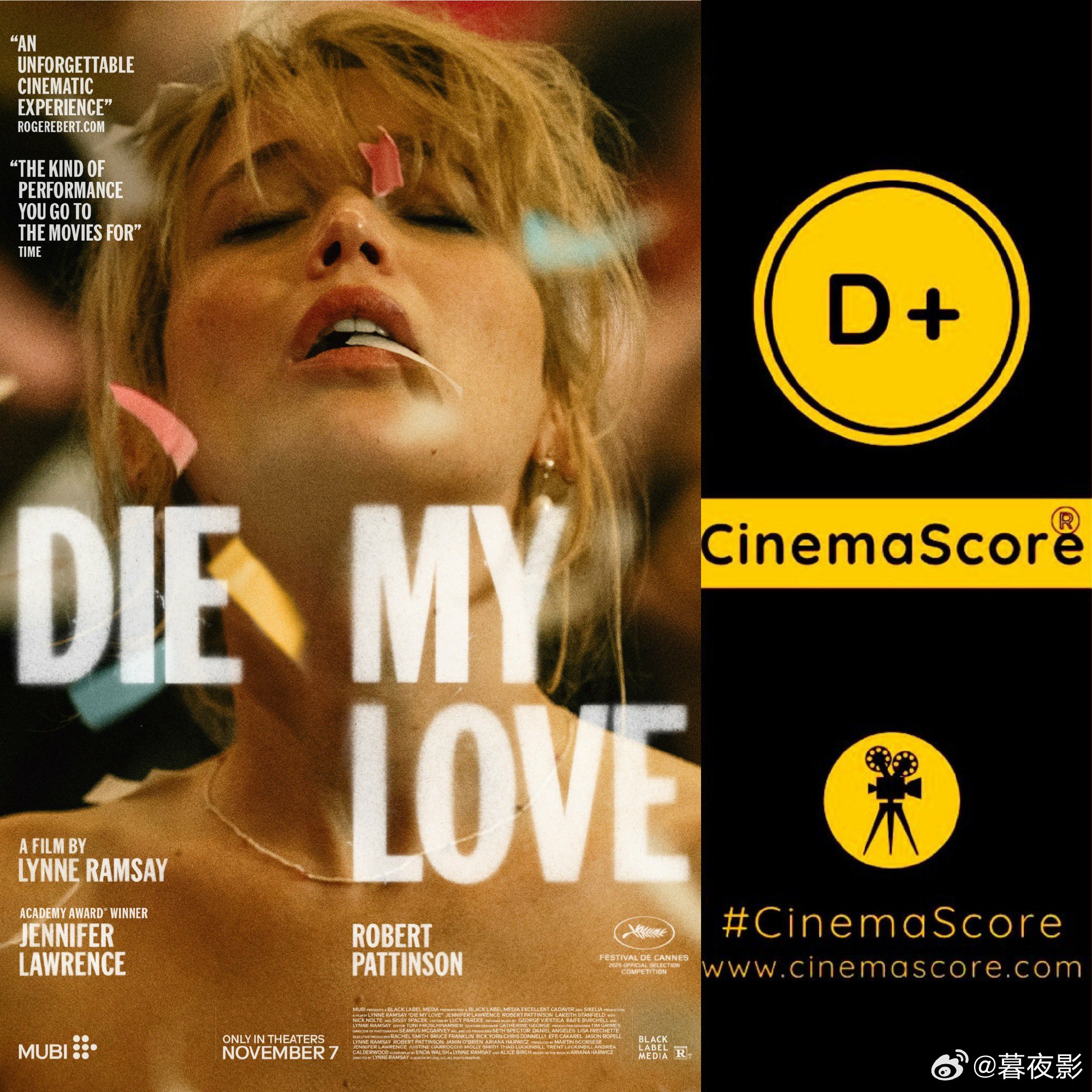 [比心]“大表姐”詹妮弗·劳伦斯联手罗伯特帕丁森主演新片《去死吧，我的爱》Cin