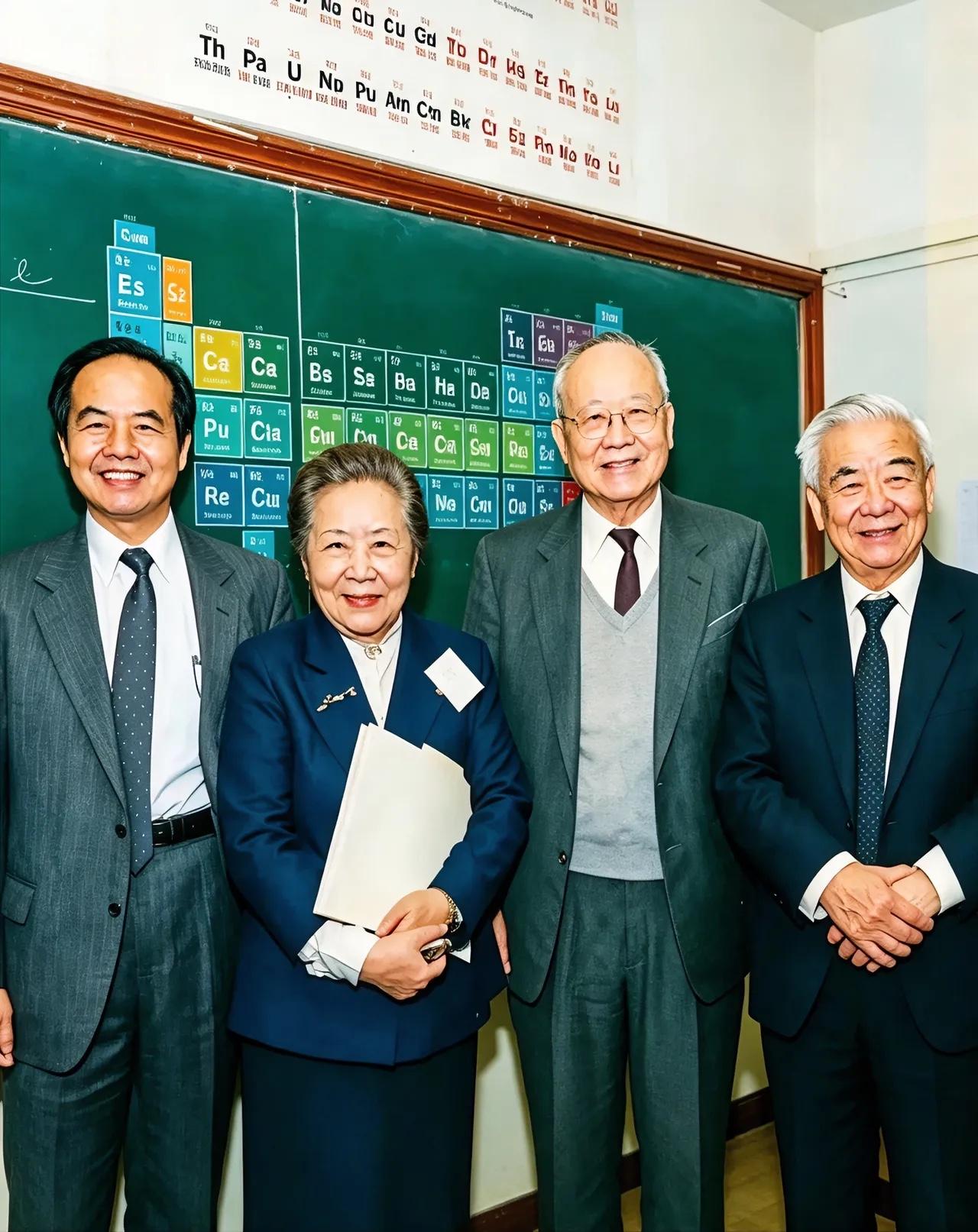 1986年，华人物理界的四位泰斗级的人物李政道、吴大猷（右1）与吴健雄（左2）、
