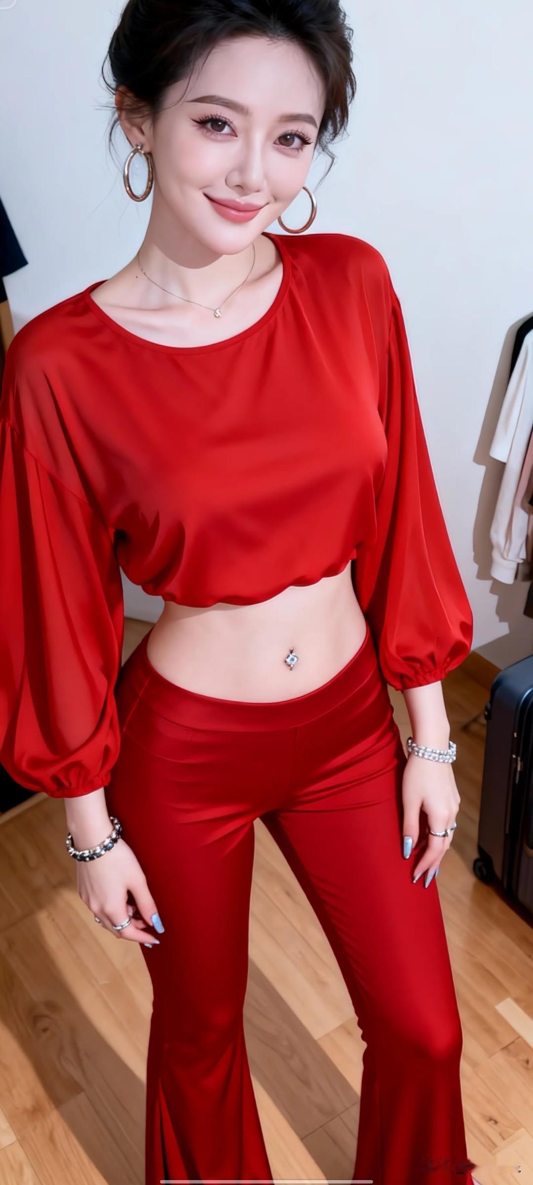 什么样的穿搭可以成为气质女神?红衣美人笑，金饰映光辉。