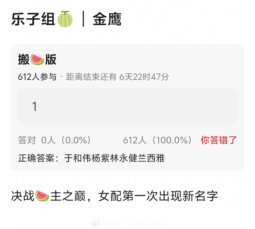 🍉金鹰奖获奖名单：视帝于和伟、视后杨紫、男配林永健、女配兰西雅。瓜主爆料提名晚