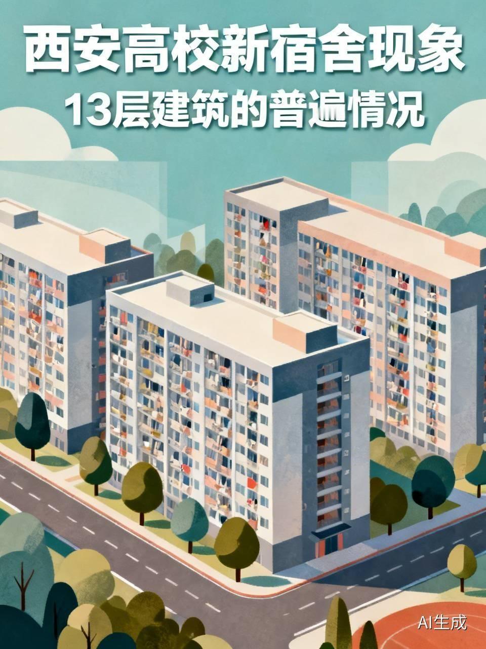 最近发现了一个奇怪的现象，那就是西安市现在几乎所有的大学，新盖的学生宿舍都是13