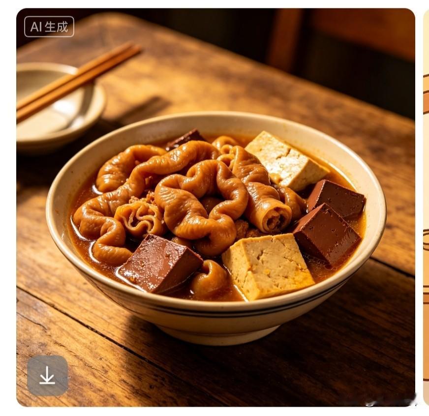 食材：猪大肠、猪肺、猪心、猪肚、葱姜、八角、桂皮、干辣椒。杂件反复加盐、面粉搓