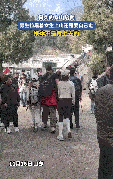 陪爬山的真相，根本不是之前摆拍的那样抱上去的。