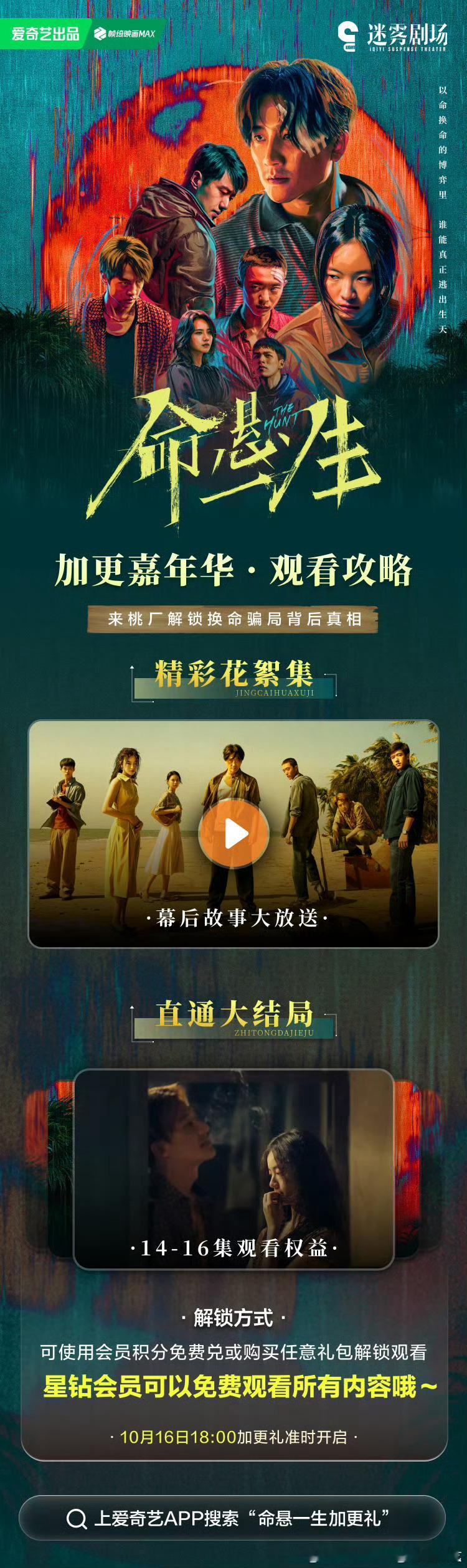 爱奇艺命悬一生今晚开超点，直通大结局。​​​