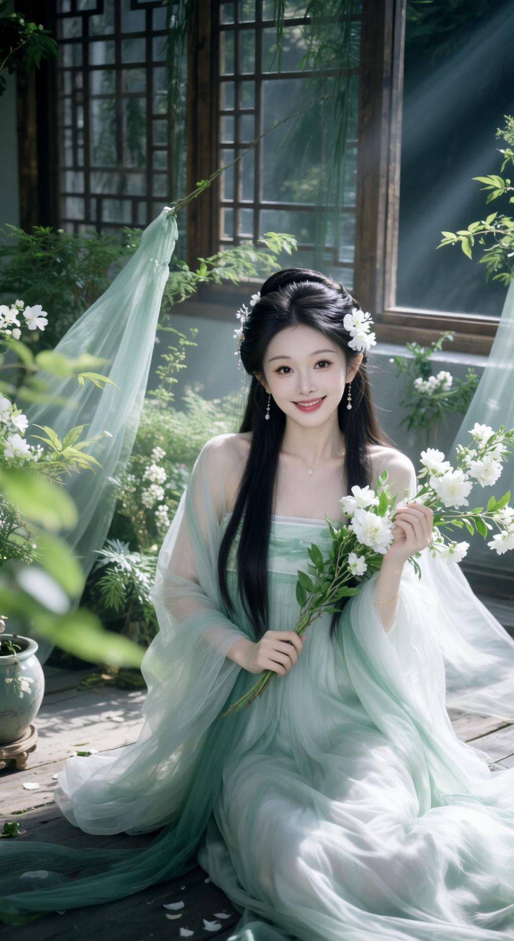 AI青雾古风柔光写真 花园古风写真 春日汉服 汉服与花 绿意汉服