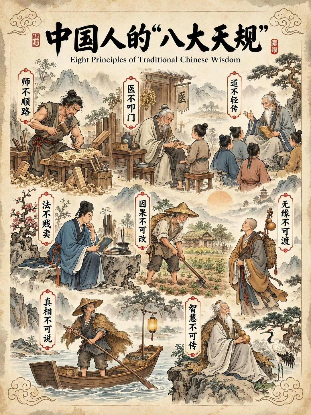 中国人的八大天规，藏着老祖宗流传千年的处世智慧✨老祖宗留下的八大天规，不是
