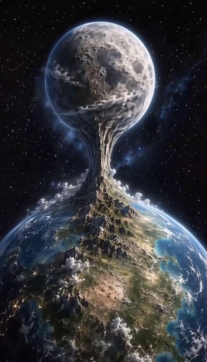 最近很多抖音网友的新认知，地球和月球是连起来的