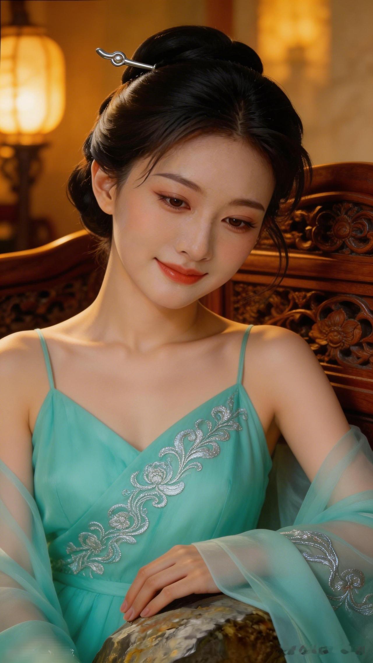 女人如何穿出含蓄的性感?古典美人，一袭青衣，温婉动人。