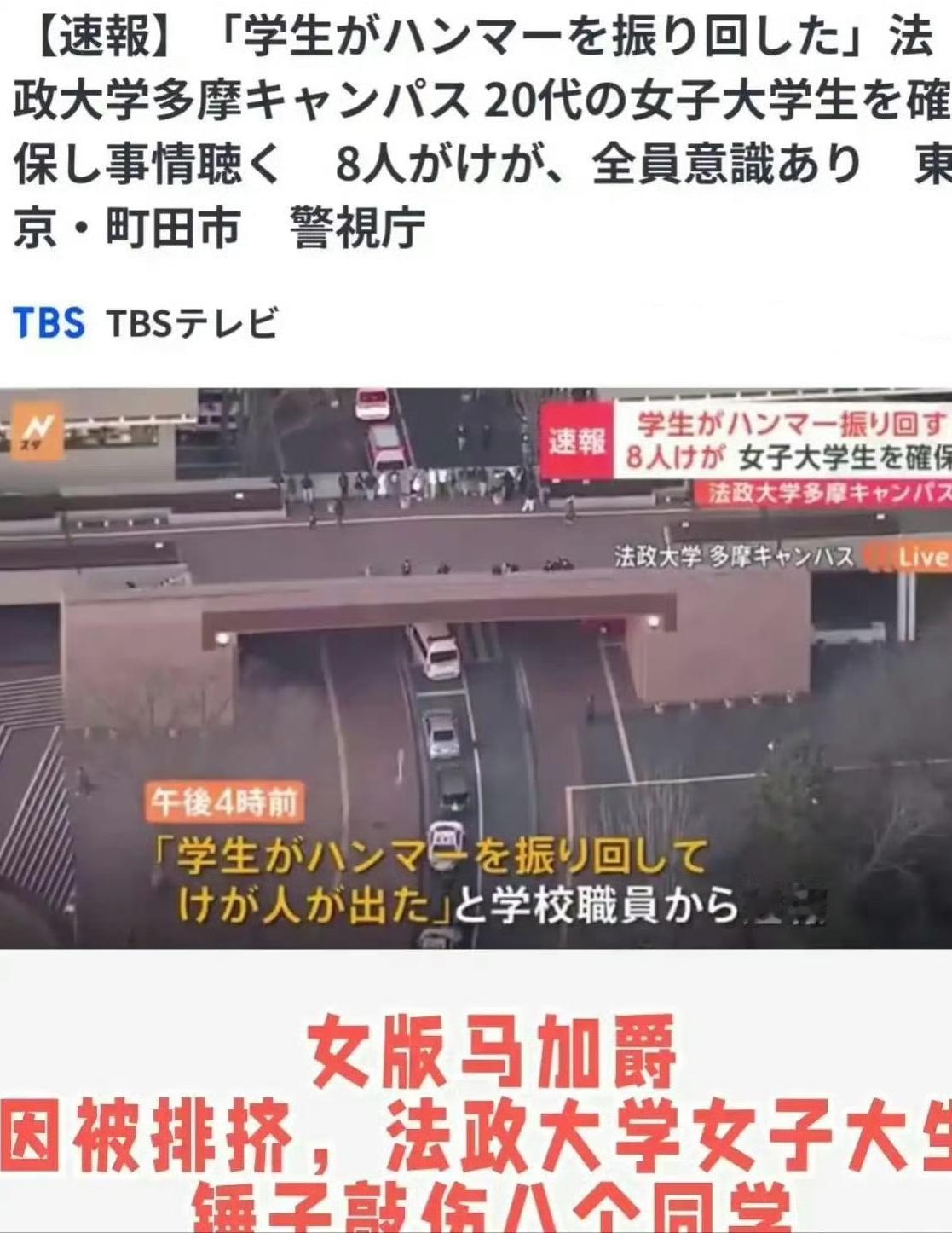 韩国女大学生用锤子连锤8名日本同学，轰动日本，堪称韩国版马加爵。2025年