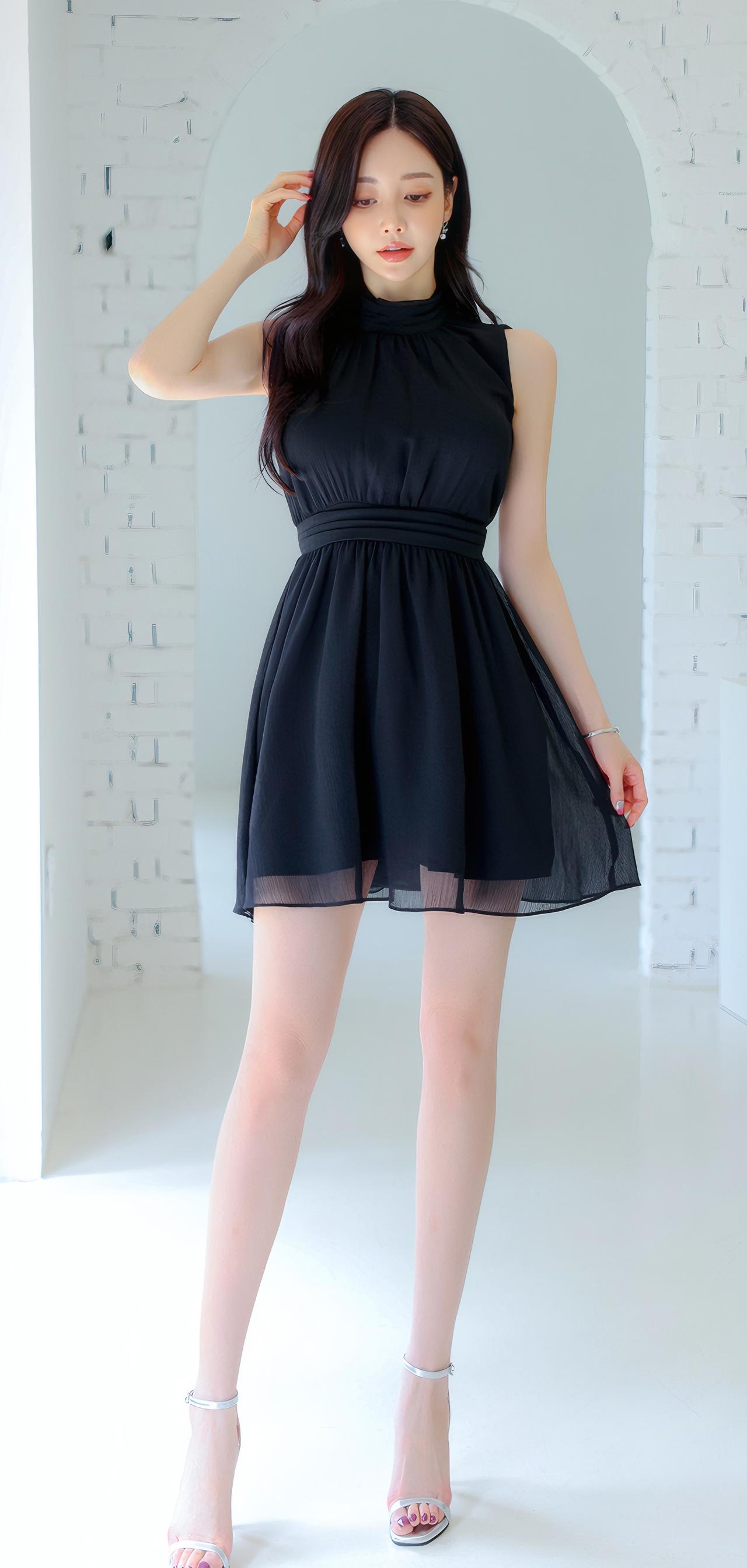 优雅黑裙，清新夏日，时尚穿搭