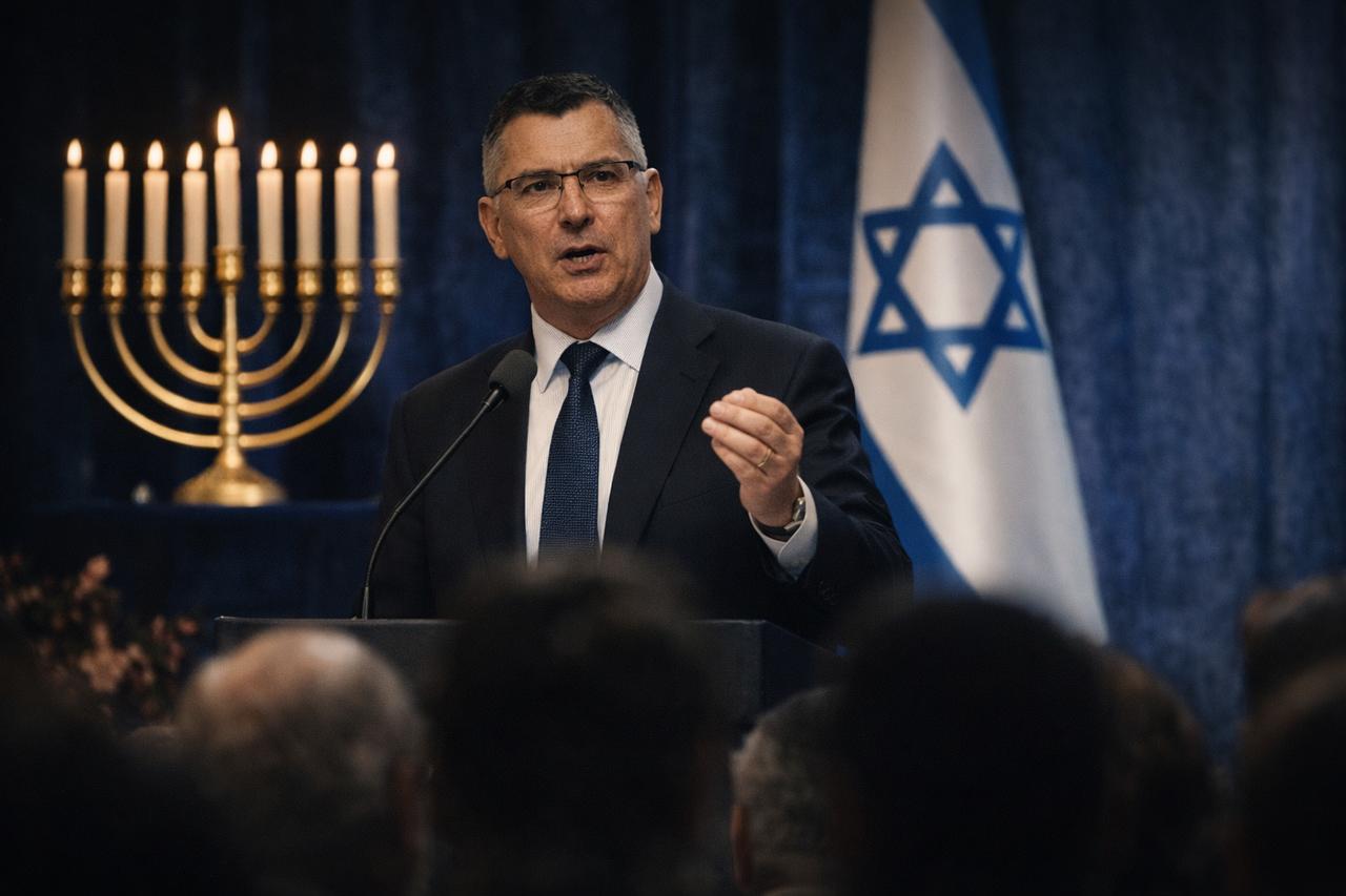 【以色列外长呼吁全世界犹太人回归以色列】以色列外交部长吉迪恩·萨尔在里雄莱锡安