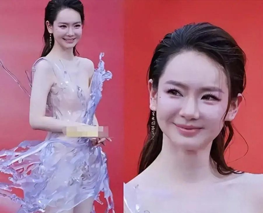 41岁戚薇穿16公斤透明裙被推车推上红毯，宋妍霏羽毛装后背只剩一根绳，两人被骂擦边，内娱红毯到底在比