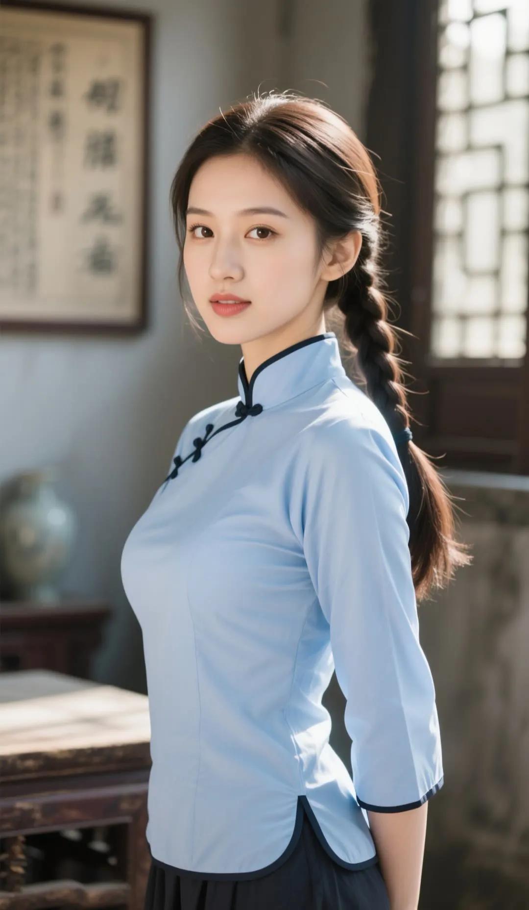 民国女学生旗袍风情旗袍美女复古民国女学生风