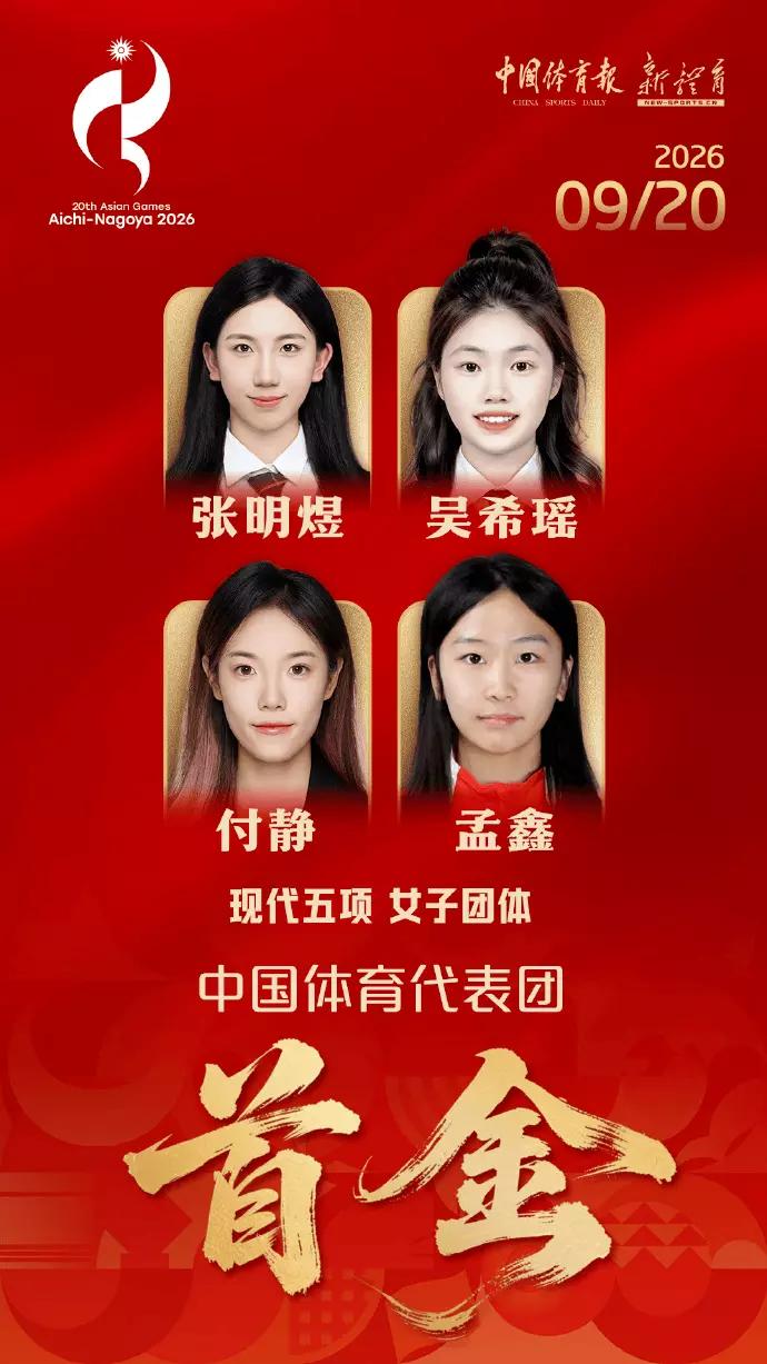 恭喜，🇨🇳第一金，现代五项女子团体赛成功卫冕！9月20日上午，亚运会第一个比
