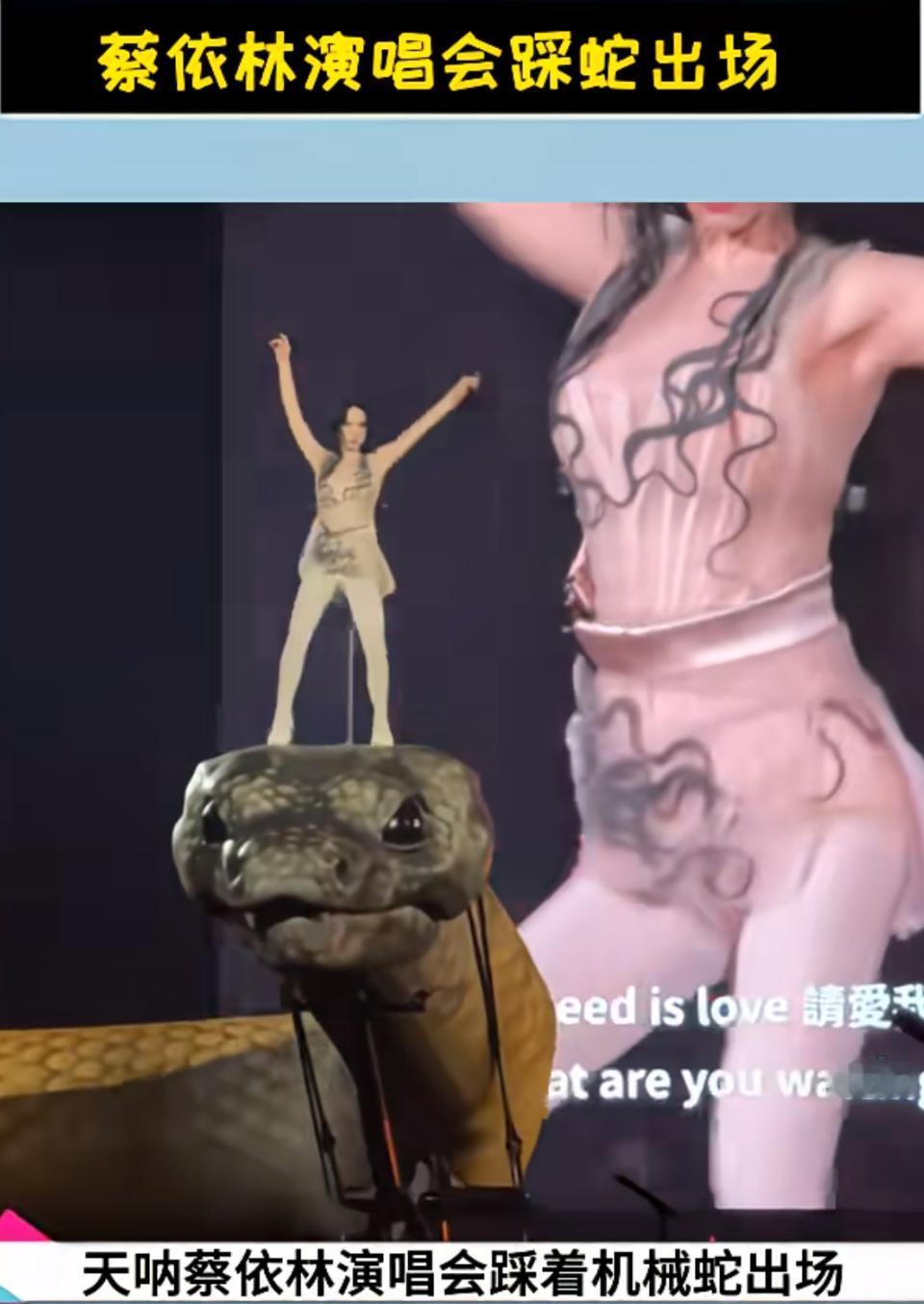 蔡依林这次演唱会可真是够吸睛的，脚踏30米巨型机械蛇出场，这阵仗太震撼了！除此之