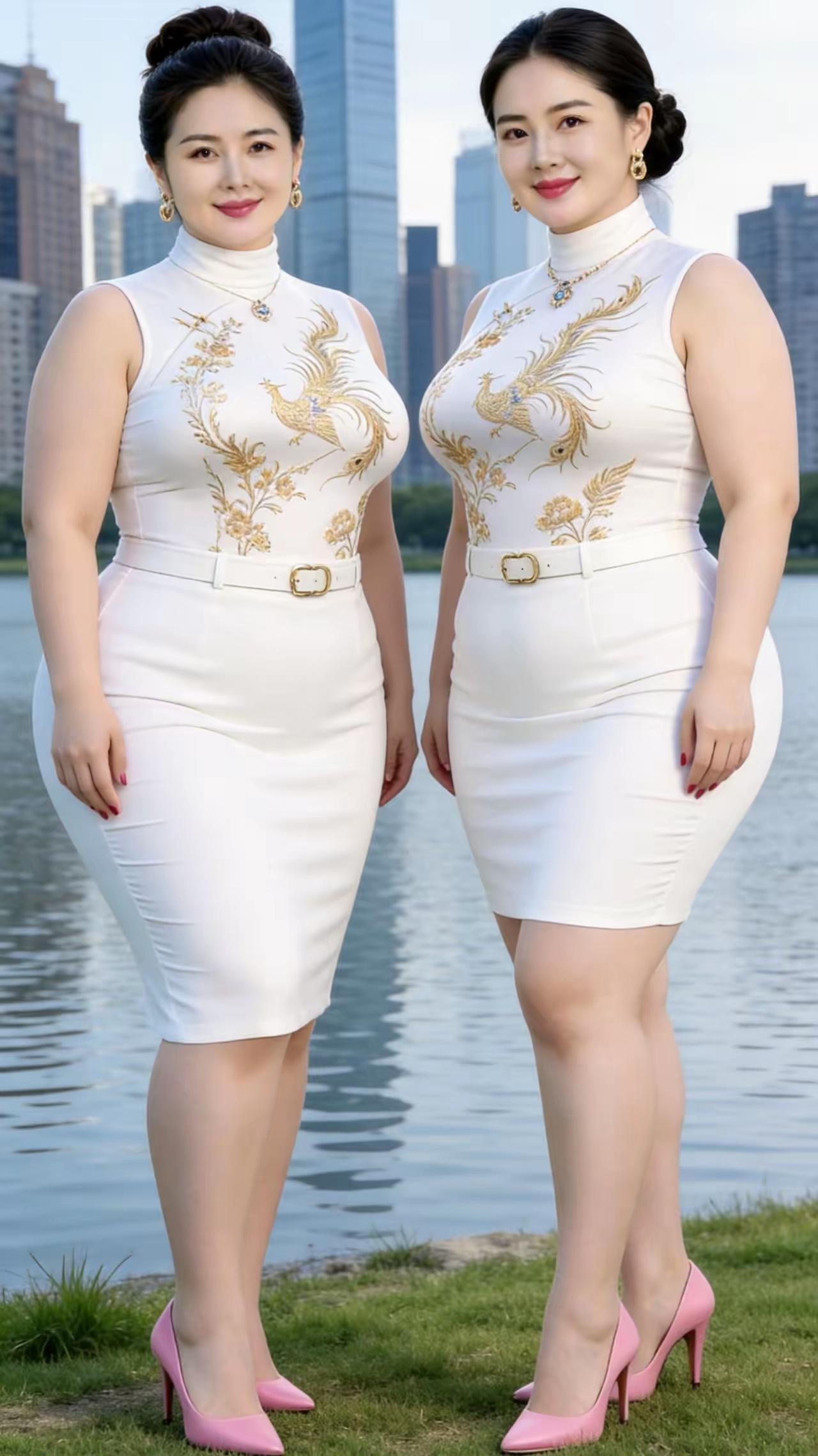 这两位美女一看就知道有福气，谁家能娶到她也是旺家旺财。