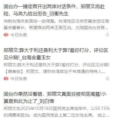 郑丽文在台北开腔，公开否认“一国两制”，不再兜圈子。这番话丢在岛内政坛，立马激起