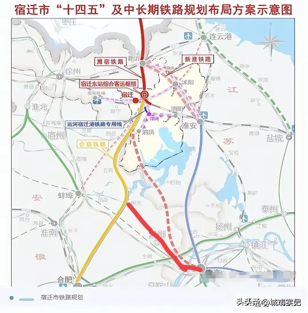 看看宁宿最终是那条路线了，二选一，虚线部分遥遥无期，经安徽明光西到南京也不是没有