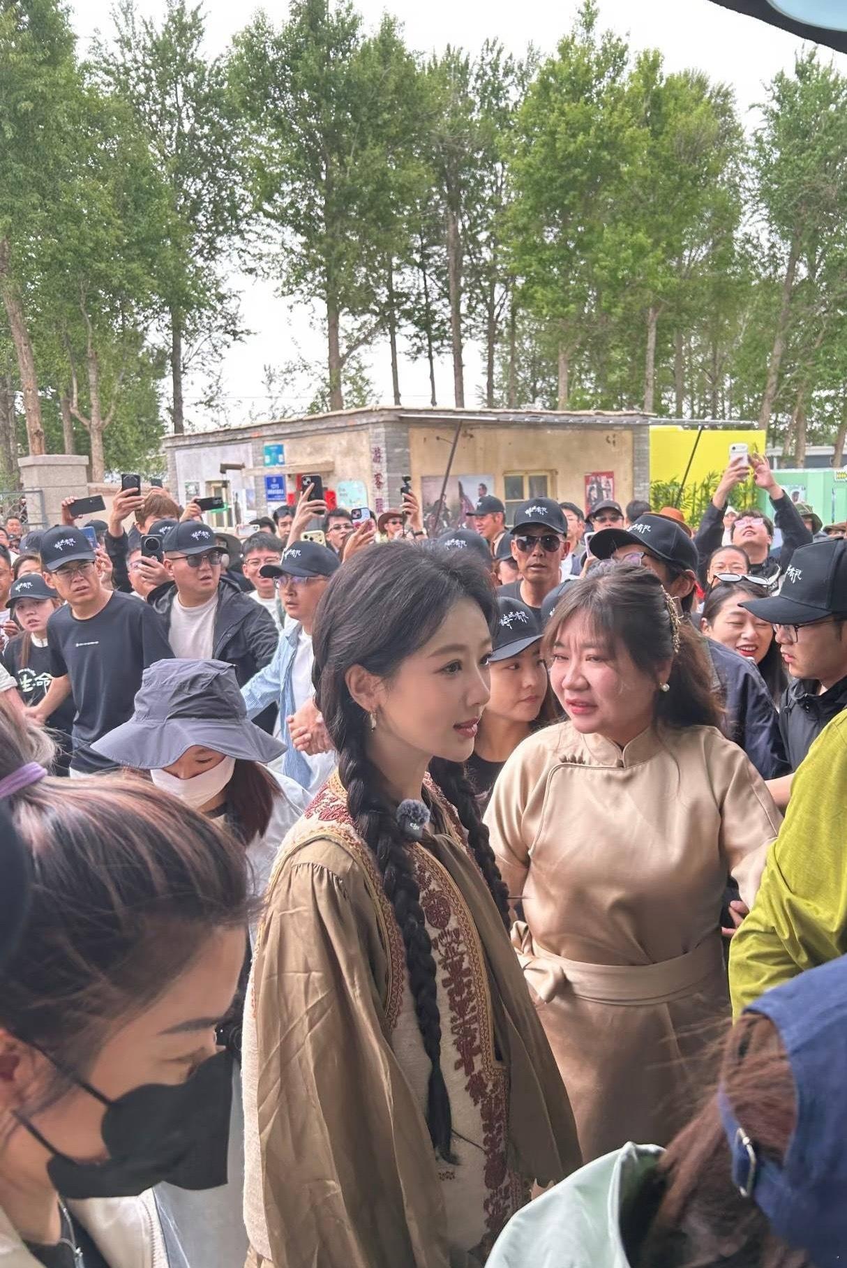 杨紫线下活动截图，她真的很爱生命树