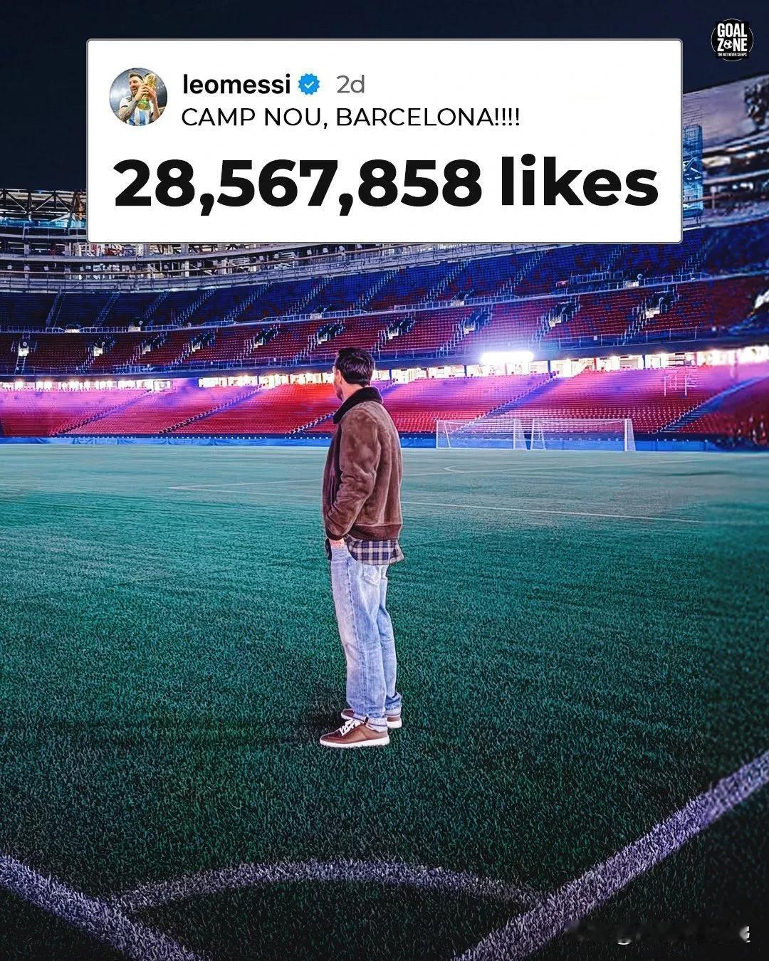 🚨官方🚨梅西在诺坎普球场的游览帖子目前已成为2025年Instagram