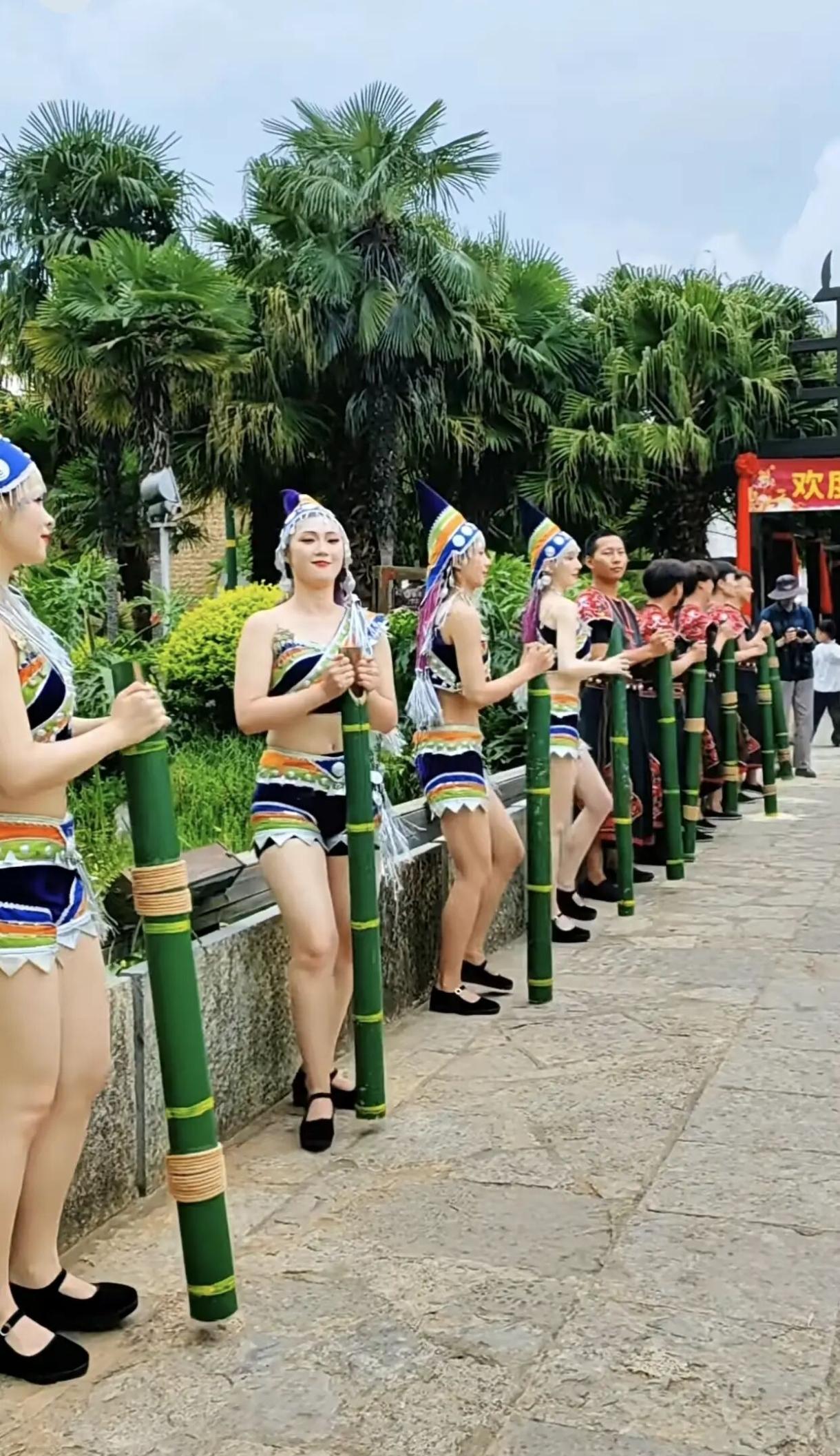 56个民族56朵花，这是经过艺术元素加工进去的哈尼服饰吧，改革开放以前的老哈尼族