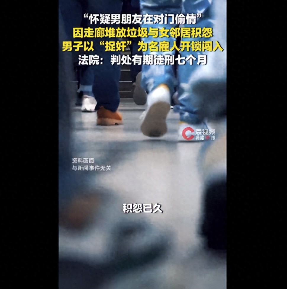 以“怀疑男朋友在对门偷情”为由，男子雇人开锁闯入邻居家，获刑7个月