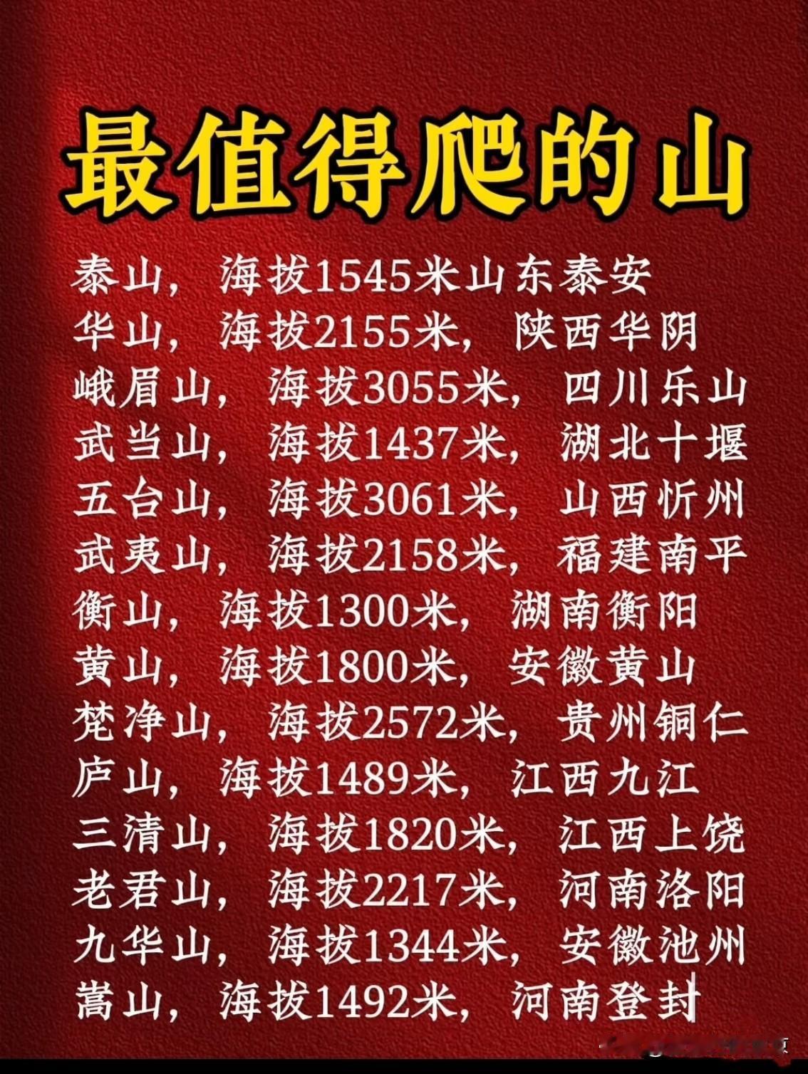 我才爬过四座山，还得继续加油！我国最值得爬的山，有的险峻，有的孤峰突起