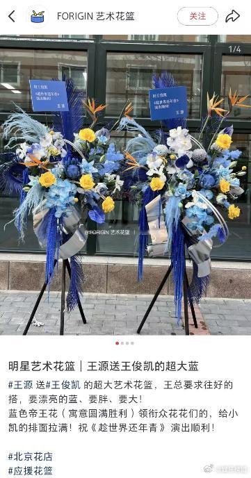 王源要漂亮的蓝要胖要大王源送王俊凯超大蓝排面🈶，要求要往好的搭，要漂亮的，要胖