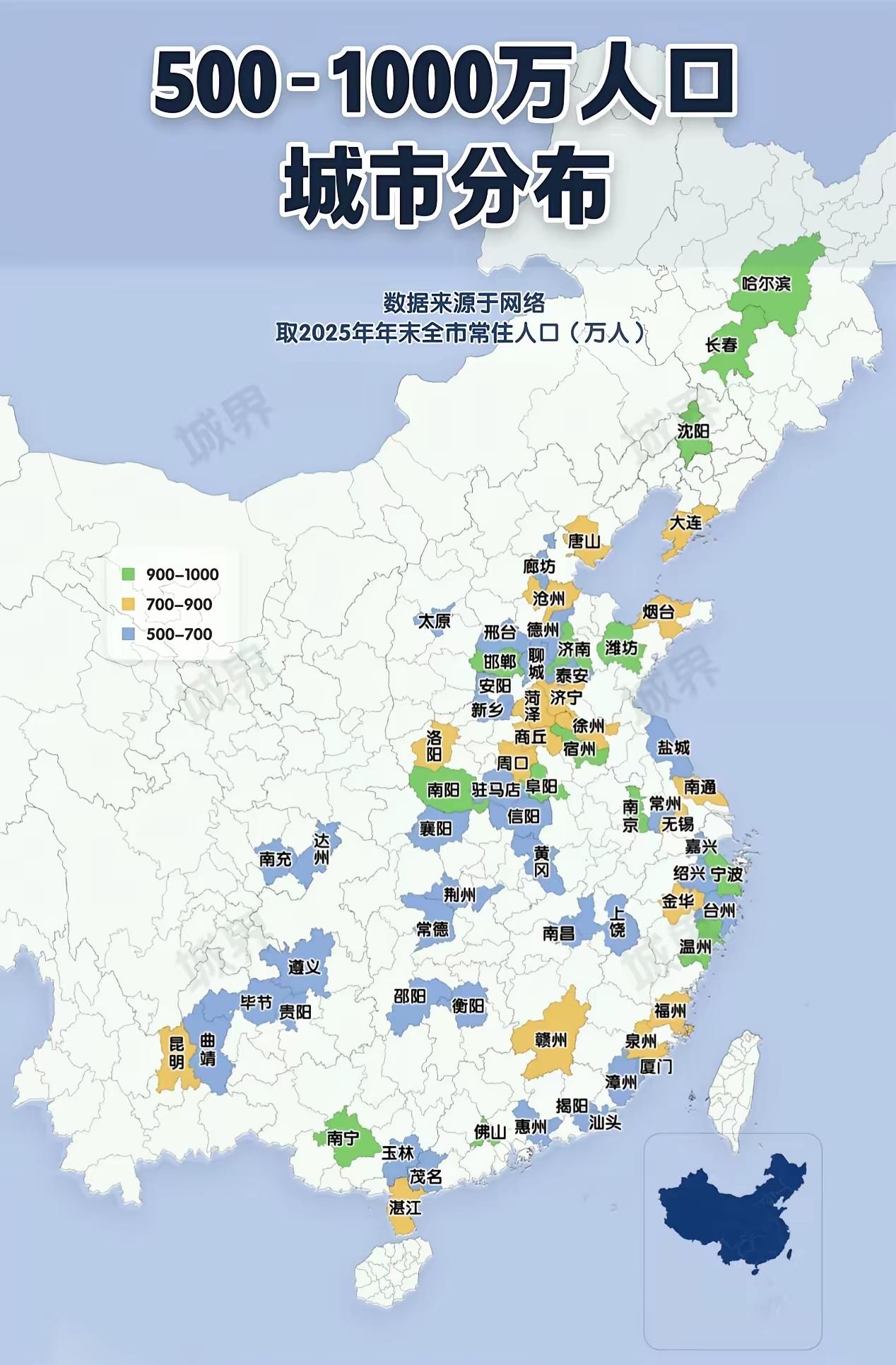 江西常住人口500万到1000万区间的城市居然刚好凑齐三座，赣州896万、南昌6