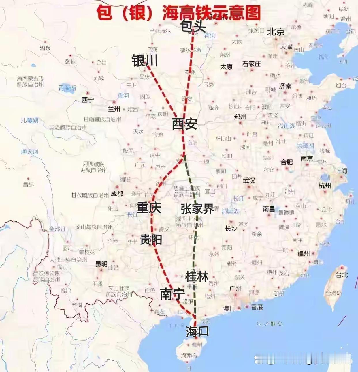 包海高铁没走张家界、桂林直线南下而绕道重庆，其实有不少考量。从成本和现有线路看，