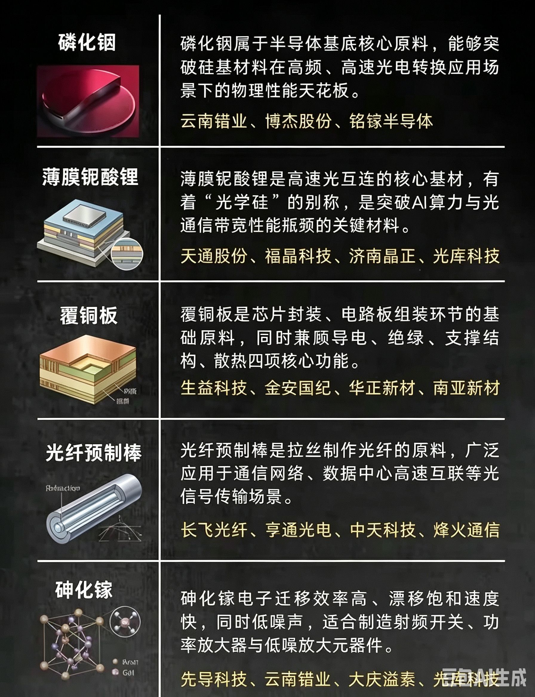 磷化铟核心逻辑：磷化铟是800G、1.6T高速光芯片唯一核心衬底，AI数据中心算