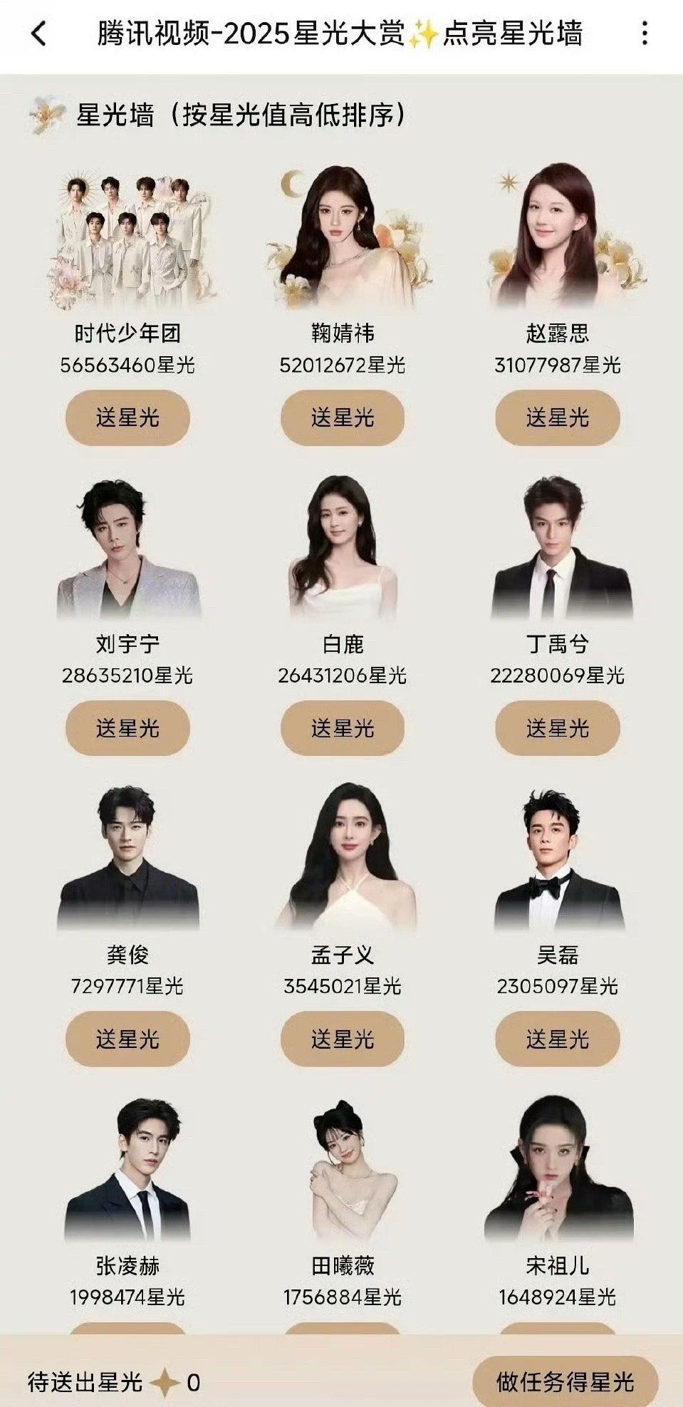 星光大赏星光值最终排名星光值最终排名星光大赏星光值最终排名