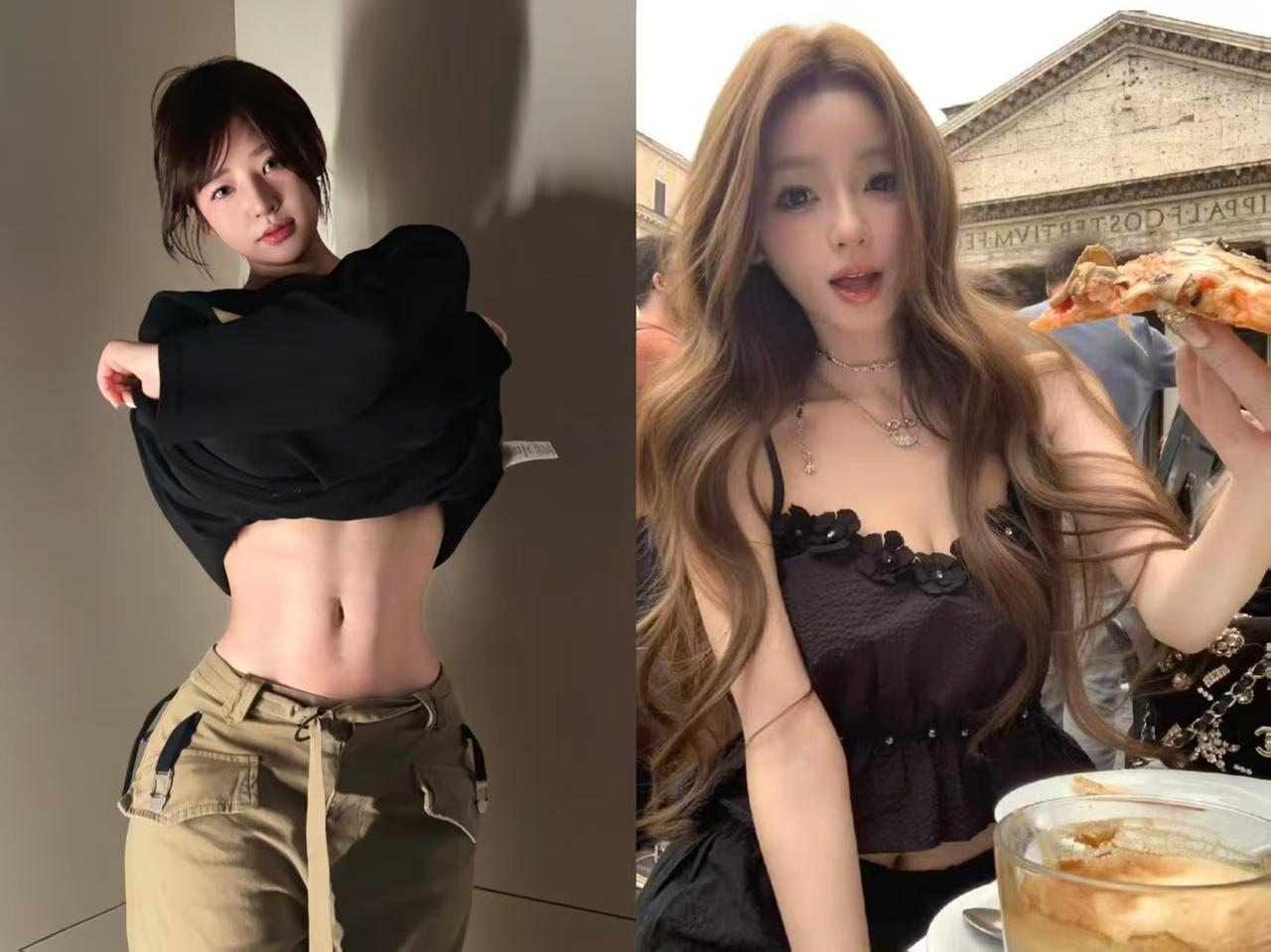 黄一鸣爆料懒懒整容，前任和现任要开撕了？左边是黄一鸣，右边是懒懒。左边是王思