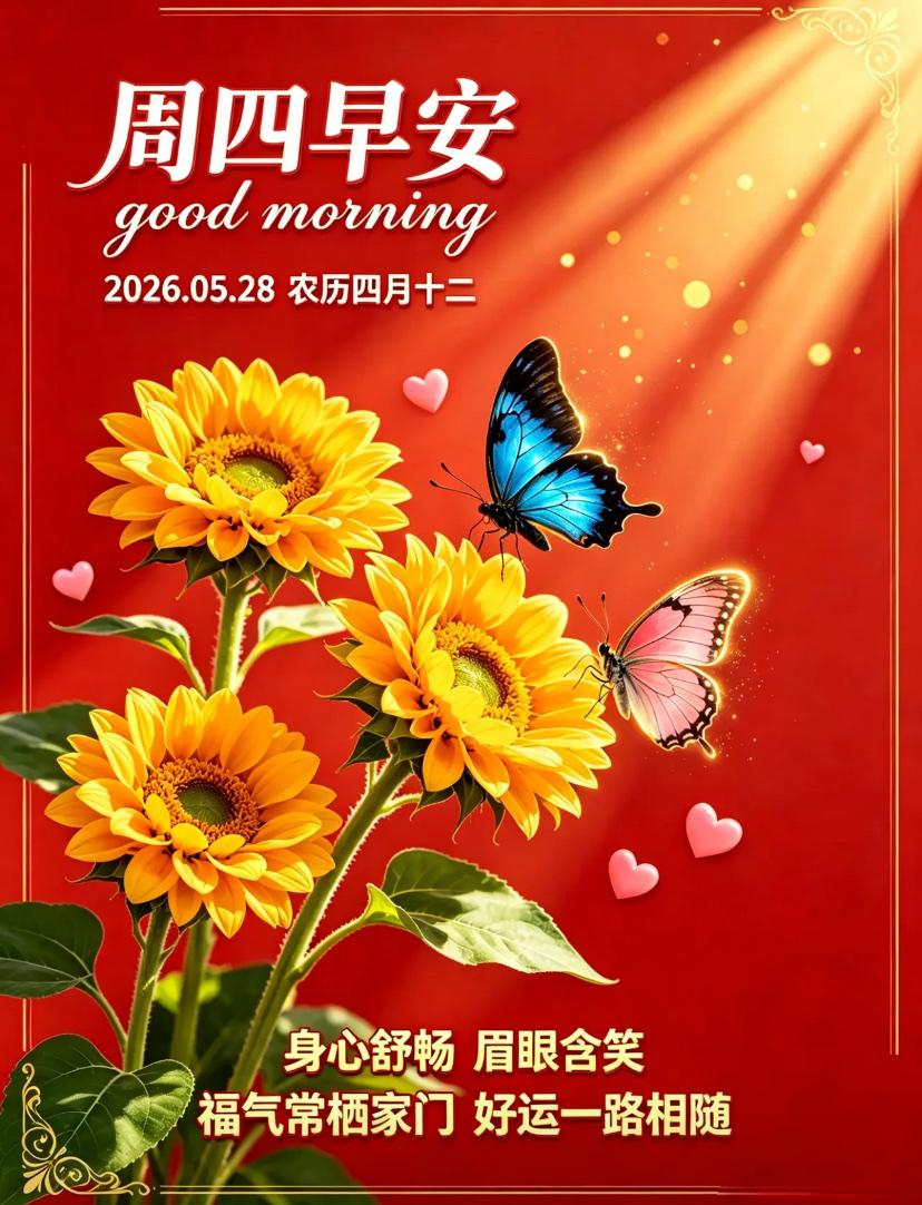 🌺5./28.晨光暖日常.周四顺遂安康🌺🌼清风晨起温柔相伴，暖阳漫洒