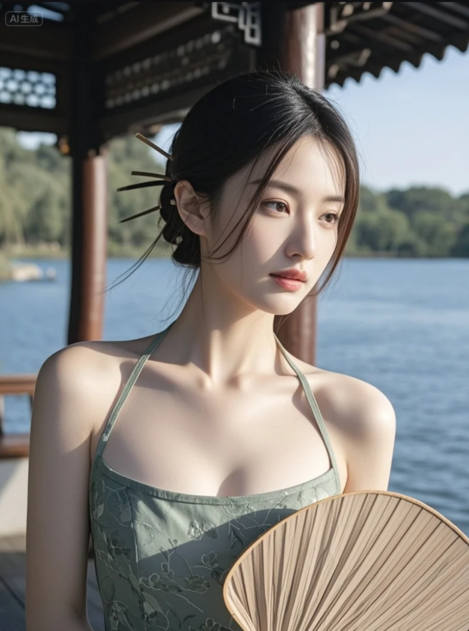古风美人遇上湖光山色，美得刚刚好