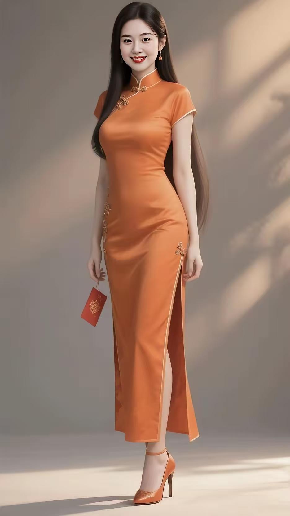 塞鸿秋·橙袍佳人橙衣袅袅风姿妙，玉姿婷婷情丝绕。浅笑盈盈添春貌，轻姿款款