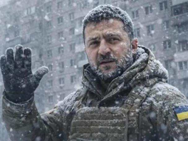 泽连斯基站在冷风中讲话时，呼出的白气像抽烟了一样。他脸上写满疲惫，语气却依然咬牙