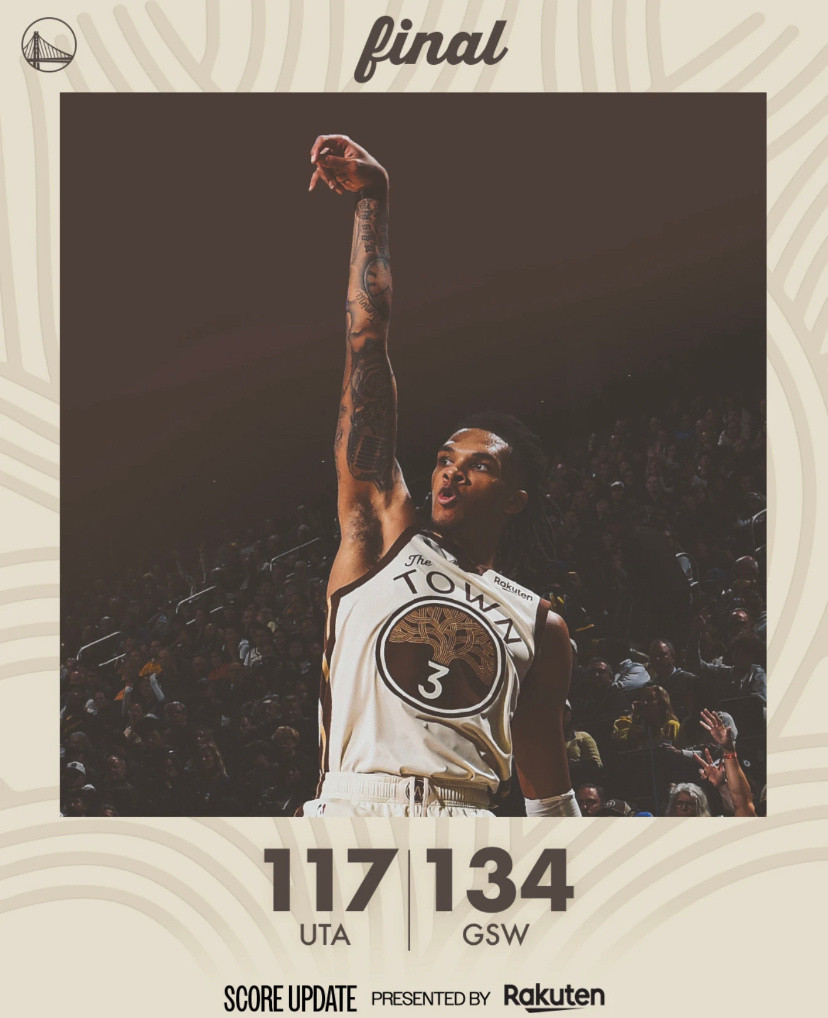 37岁的库里还在巅峰在11月25日勇士对阵爵士的比赛中，库里三分17投6中砍下3