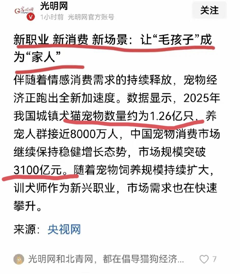 无利不起早，1.26亿只城镇猫狗，三千多亿市场规模，难怪媒体纷纷为毛孩子站台，摇