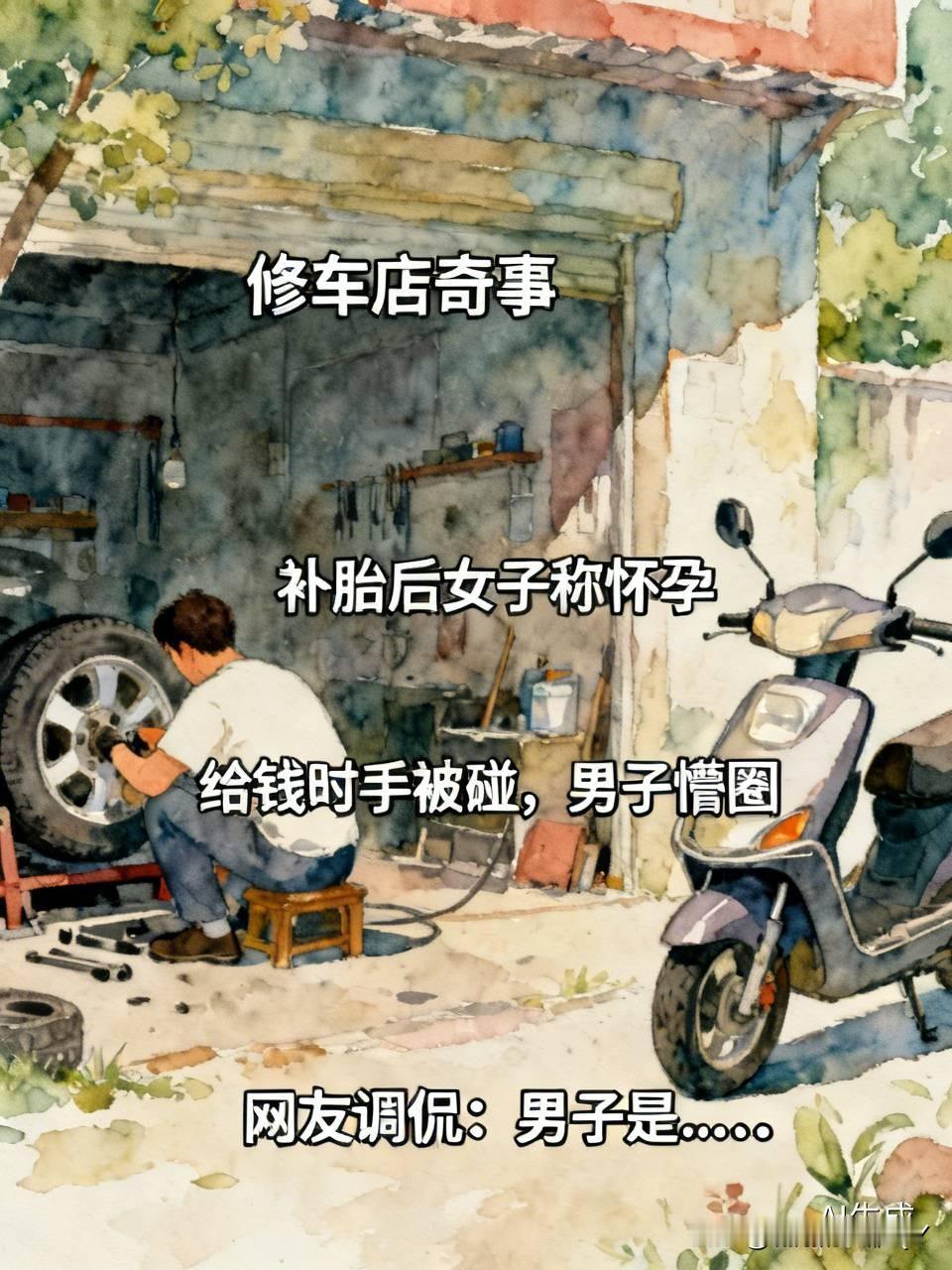 有个男子开了家修车店，今天他碰上了件奇事儿，一个女子推着电瓶车来找他。女子说：